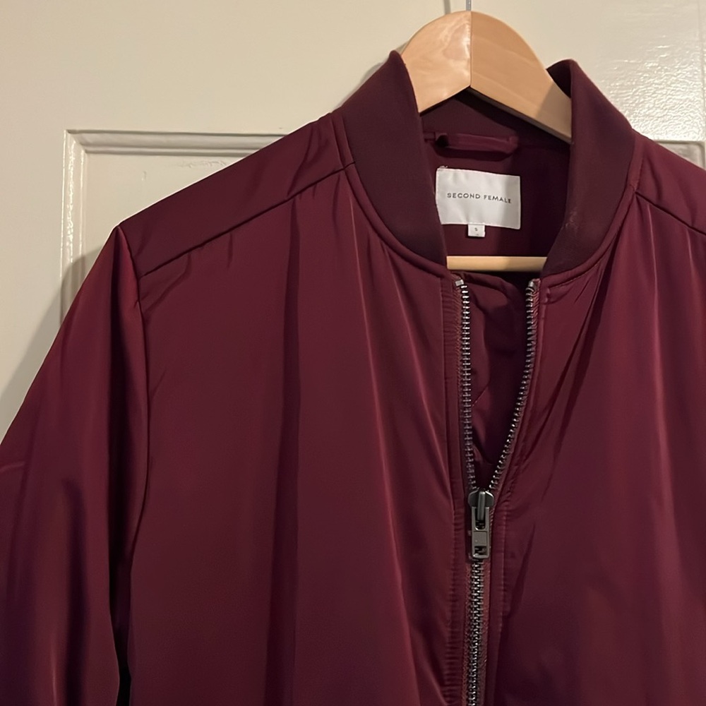 Second Female Long Bomber Satin Coat